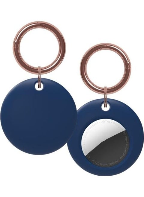 Shockproof Silicone Protective Case Cover with Keychain Ring For Apple AirTag Dark Blue