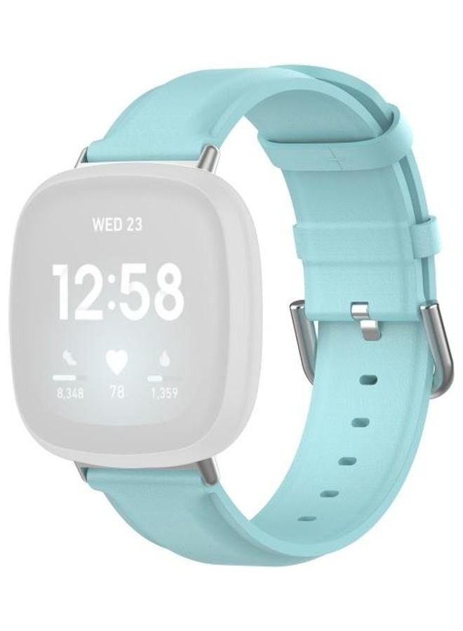 BGM Replacement Round Tail Leather Strap Band For Fitbit Versa 3/Sense Blue - Image 1