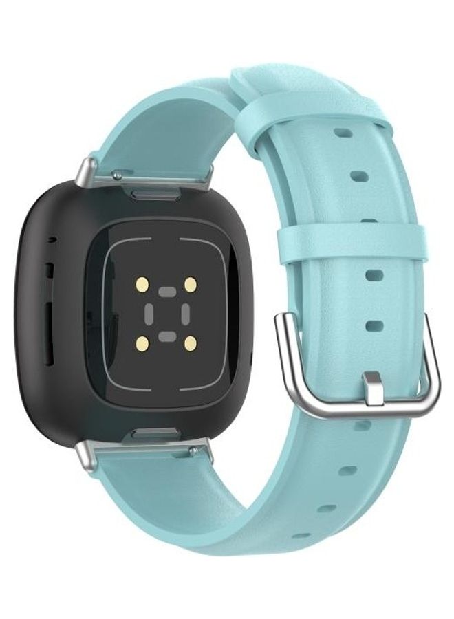 BGM Replacement Round Tail Leather Strap Band For Fitbit Versa 3/Sense Blue - Image 2