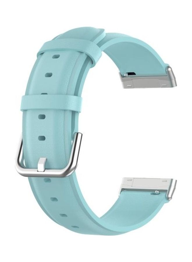 BGM Replacement Round Tail Leather Strap Band For Fitbit Versa 3/Sense Blue - Image 4