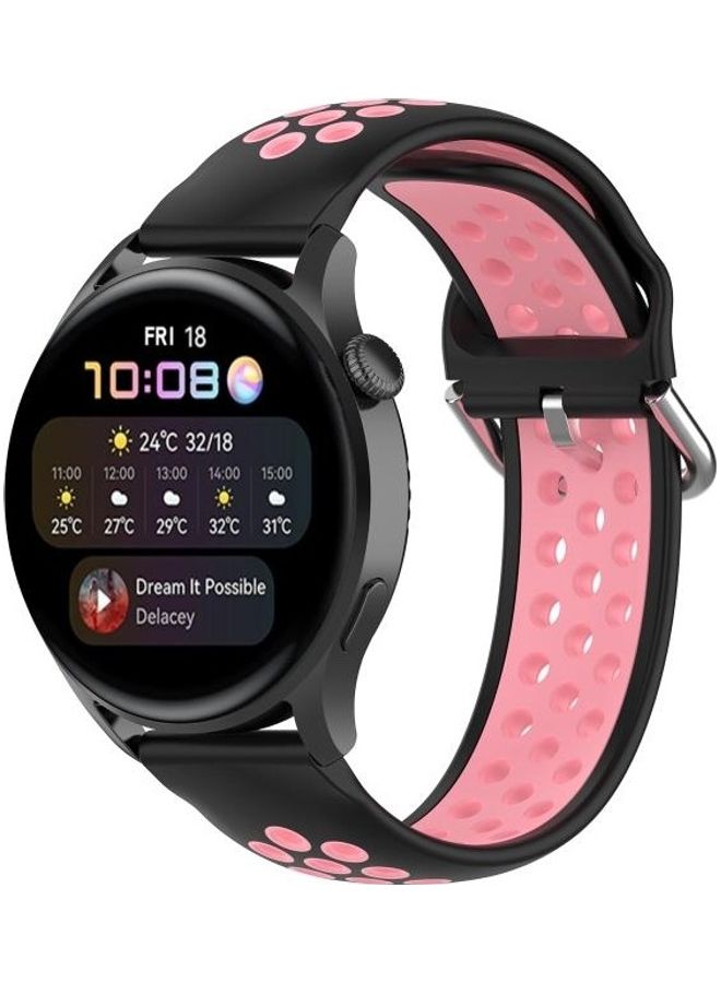 BGM Two-Colour Silicone Replacement Strap Watchband For Huawei Watch 3/3 Pro 22mm Black - Image 4