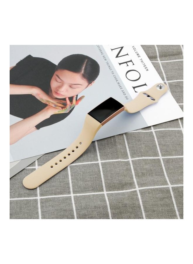 BGM Replacement  Silicone Strap For Fitbit Charge 3 22mm Beige - Image 4
