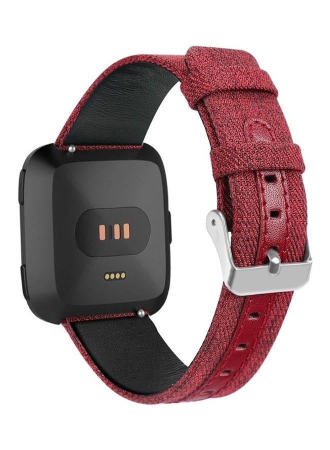 BGM Leather Replacement Band For Fitbit Versa Red - Image 1
