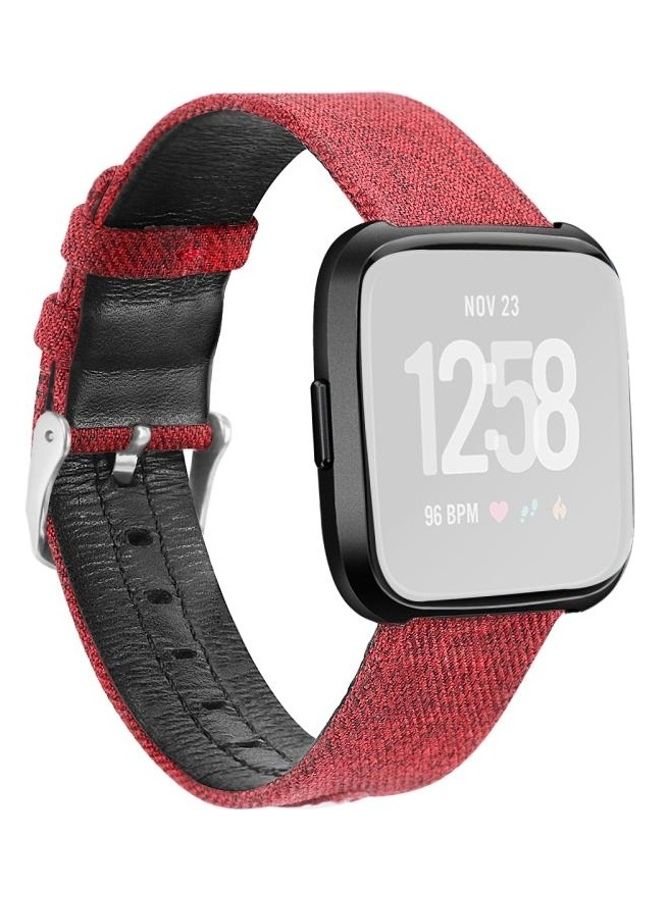 BGM Leather Replacement Band For Fitbit Versa Red - Image 2