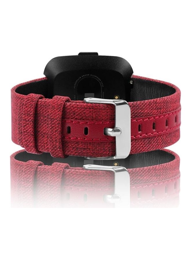 BGM Leather Replacement Band For Fitbit Versa Red - Image 3