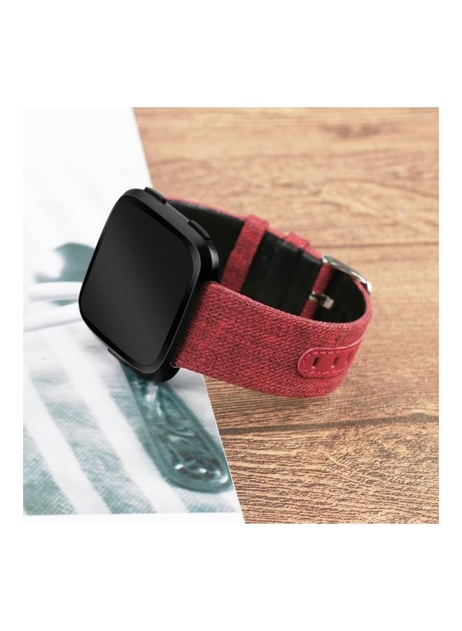 BGM Leather Replacement Band For Fitbit Versa Red - Image 4
