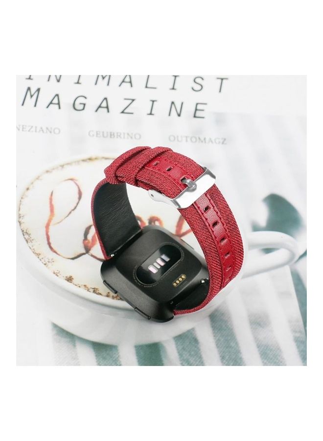 BGM Leather Replacement Band For Fitbit Versa Red - Image 5