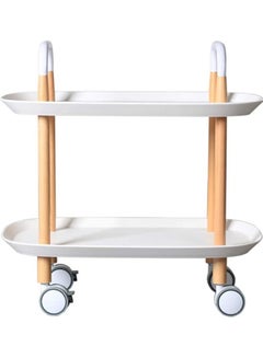 AIWANTO 2-Tier Multi-Purpose Service Cart With Drawer And Wheelrolling Trolley White/Beige 55cm  - Image 1