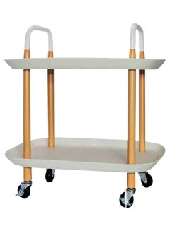 AIWANTO 2-Tier Multi-Purpose Service Cart With Drawer And Wheelrolling Trolley White/Beige 55cm  - Image 2
