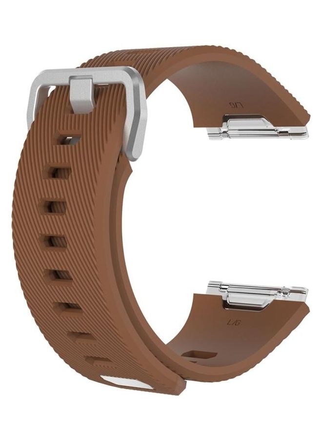 BGM Twill Texture Silicone Replacement Wrist Strap Watchband with Buckle For Fitbit Ionic Brown - Image 1