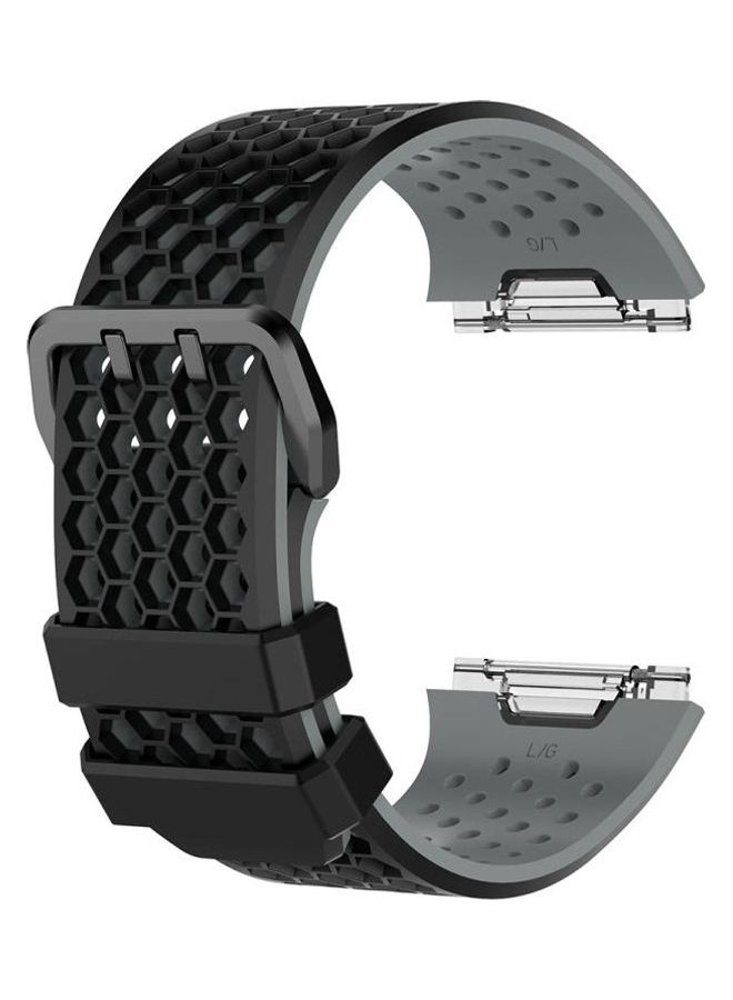 BGM Two-tone Silicone Replacement Wrist Strap Watchband with Buckle For Fitbit Ionic Black - Image 1