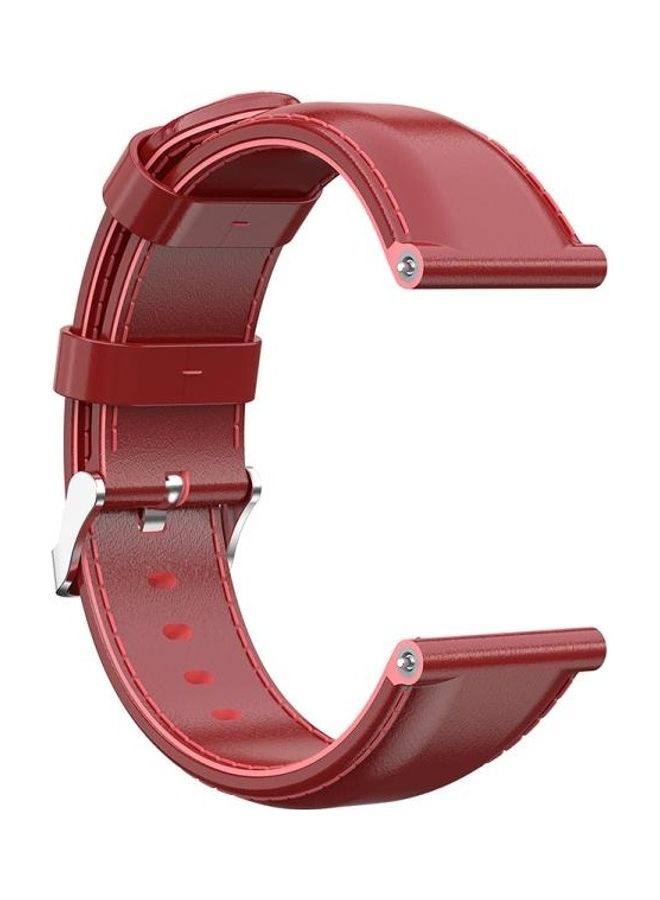 BGM Oil Wax Calf Leather Replacement Wrist Strap Watchband For Garmin Vivoactive 3 Red - Image 1