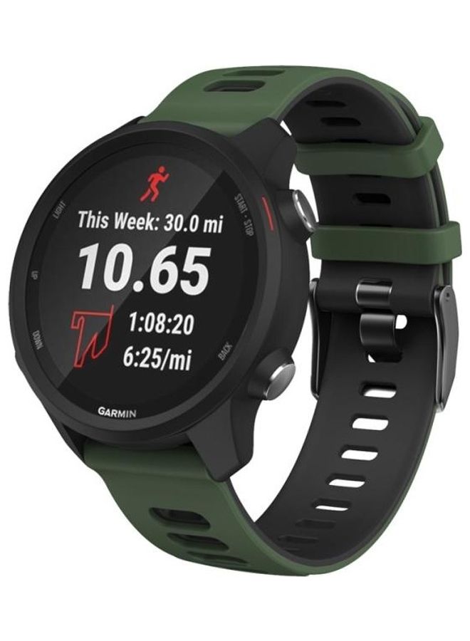 BGM Two-Tone Silicone Replacement Band 20mm For Garmin Vivoactive 3/Venu Army Green/Black - Image 2