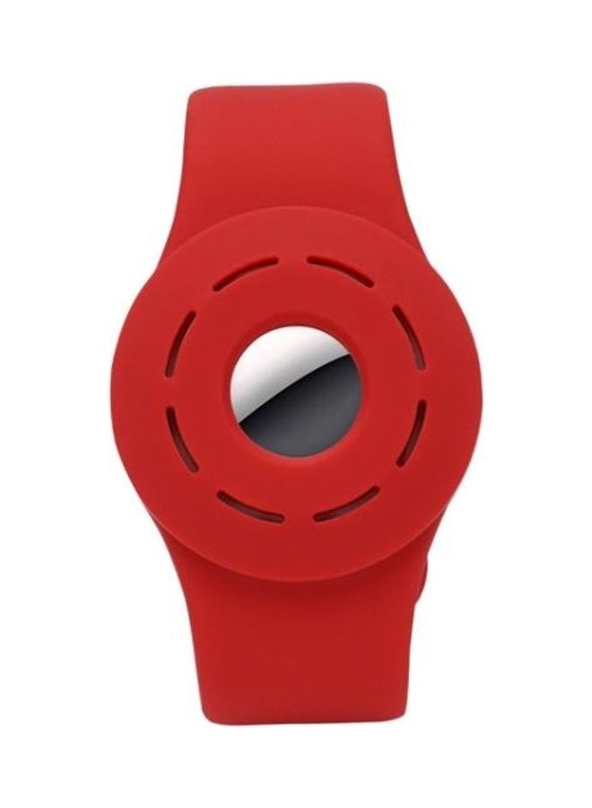 BGM Anti-Scratch Shockproof Silicone Bracelet Strap Protective Cover Case for Apple AirTag Red  - Image 1