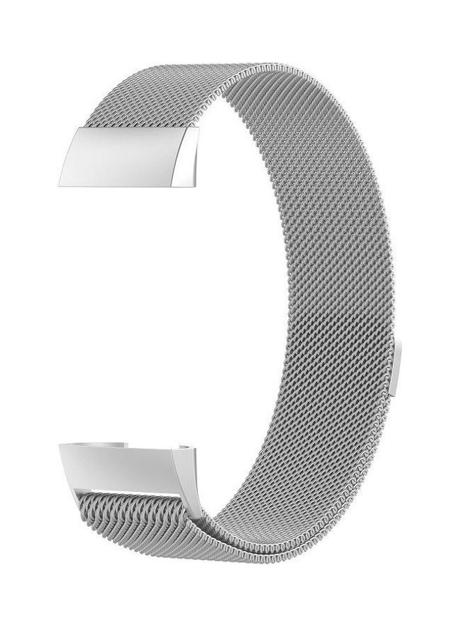 BGM Stainless Steel Magnet Wrist Strap For Fitbit Charge 4 Silver - Image 3