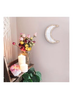 Salla Wooden Crescent Moon Eid And Ramadan Decorative Mirror With LED Lights Brown 30x22cm  - Image 3