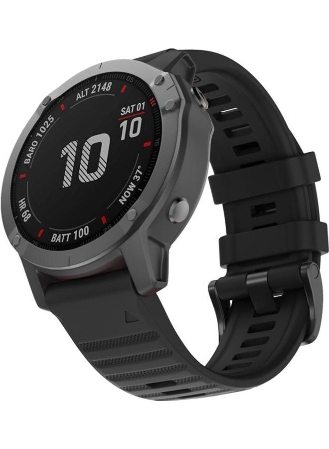 BGM Silicone Smart Watch Replacement Strap Wristband For Garmin Fenix 6X 26mm Black - Image 1