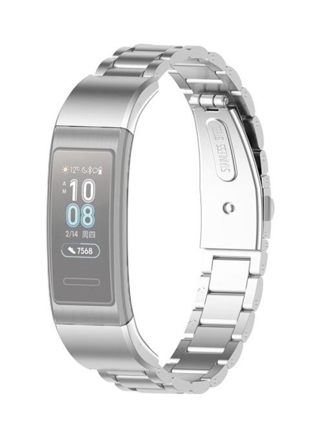 BGM Three Beads Steel Wrist Strap Watchband For Huawei Band 4 Pro(TER-B29S)/Band 3 Pro(TER-B29)/Band 3 (TER-B09) Silver - Image 1