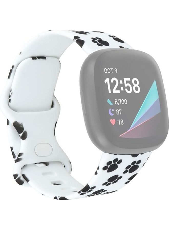 بي جي إم سوار بديل مزين بطبعة لساعة فيتبيت فيرسا 3 أبيض/ أسود - Image 1