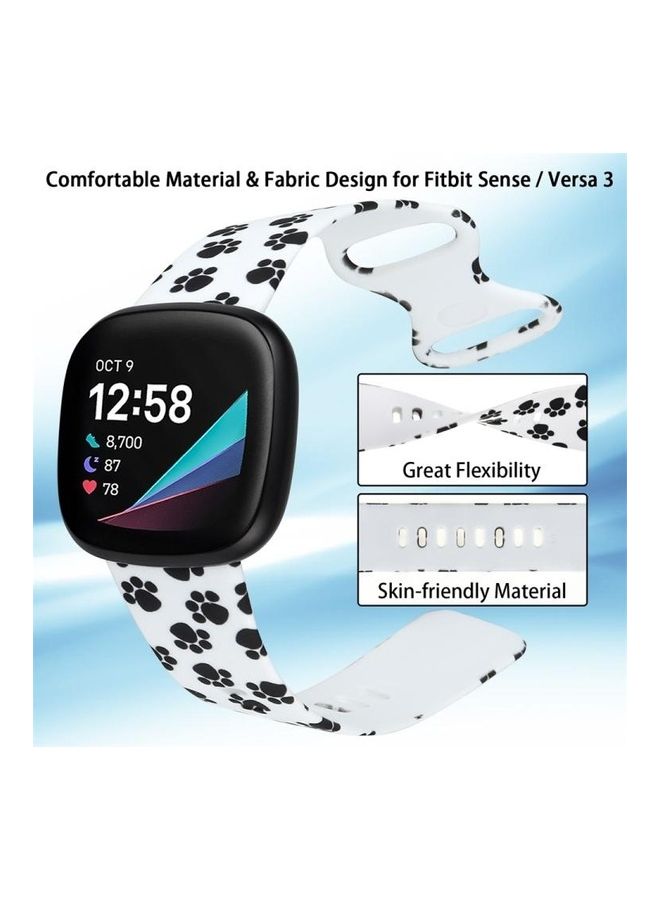 بي جي إم سوار بديل مزين بطبعة لساعة فيتبيت فيرسا 3 أبيض/ أسود - Image 3