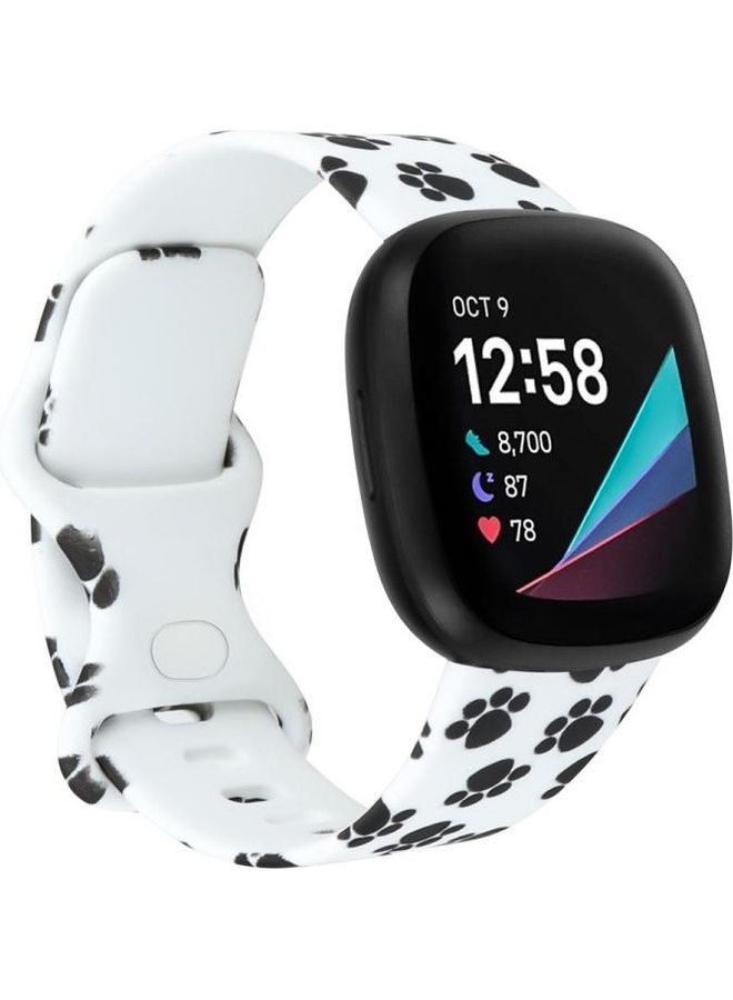 بي جي إم سوار بديل مزين بطبعة لساعة فيتبيت فيرسا 3 أبيض/ أسود - Image 5