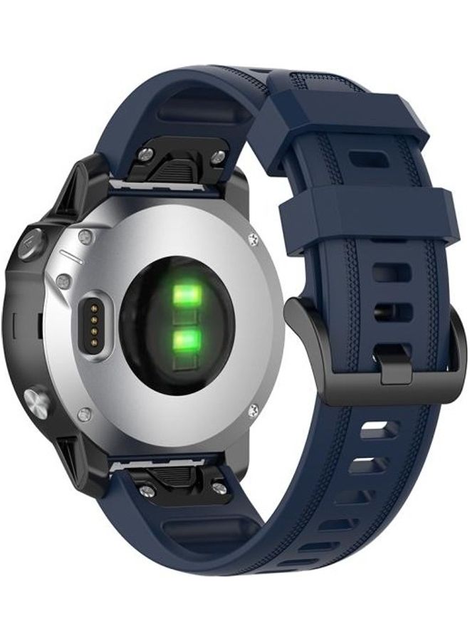 BGM Quick Release Official Texture Watchband Wrist Strap with Metal Button For Garmin Fenix 6S- 20mm Midnight Blue - Image 4