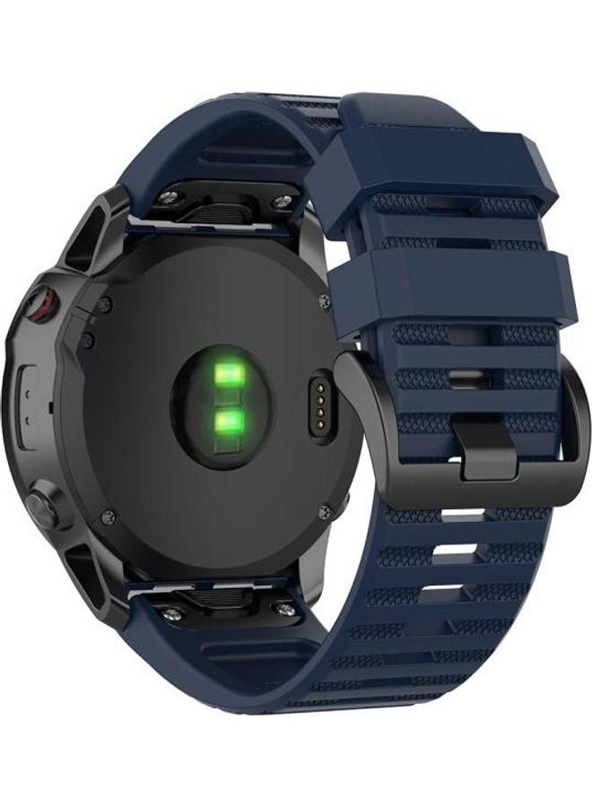 BGM Quick Release Official Texture Watchband Wrist Strap with Plastic Button For Garmin Fenix 6X- 26mm Midnight Blue - Image 4