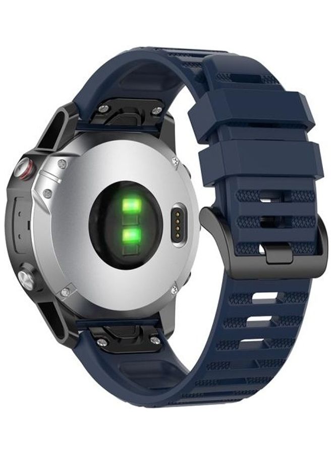 BGM Quick Release Official Texture Watchband Wrist Strap with Plastic Button For Garmin Fenix 6- 22mm Midnight Blue - Image 4