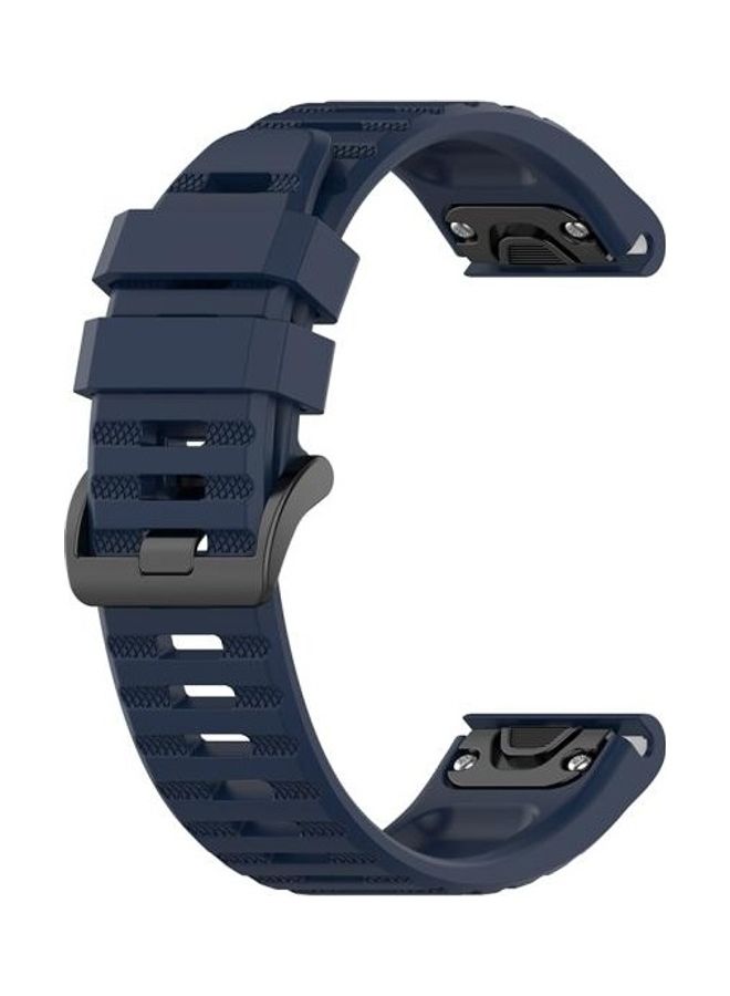 BGM Quick Release Official Texture Watchband Wrist Strap with Plastic Button For Garmin Fenix 6- 22mm Midnight Blue - Image 1