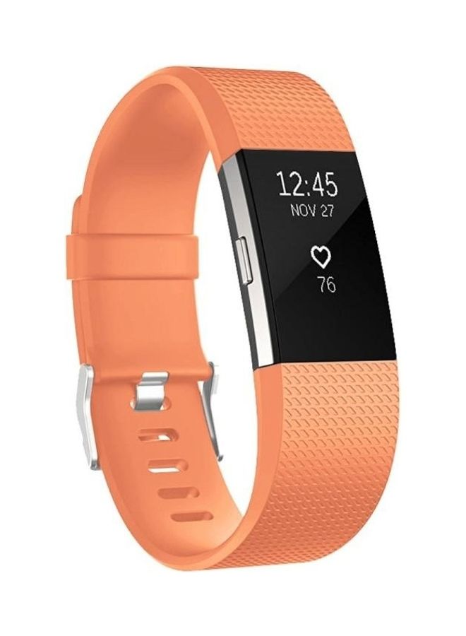 BGM Square Pattern Adjustable Sport Wrist Strap For Fitbit Charge 2- Small Orange - Image 1