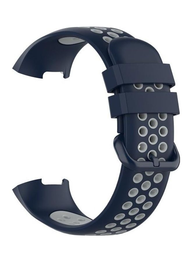 BGM Two Colours Button Silicone Replacement Watchband Strap For Fitbit Charge 4/Charge 3/Charge 3 SE Midnight BlueGrey - Image 1