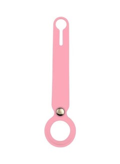 Shockproof Anti-Scratch Silicone Soft Case with Hanging Strap for Apple AirTag Pink