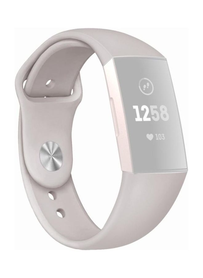 BGM Solid Color Silicone Strap A .For Fitbit Charge 3 18mm Pink - Image 1