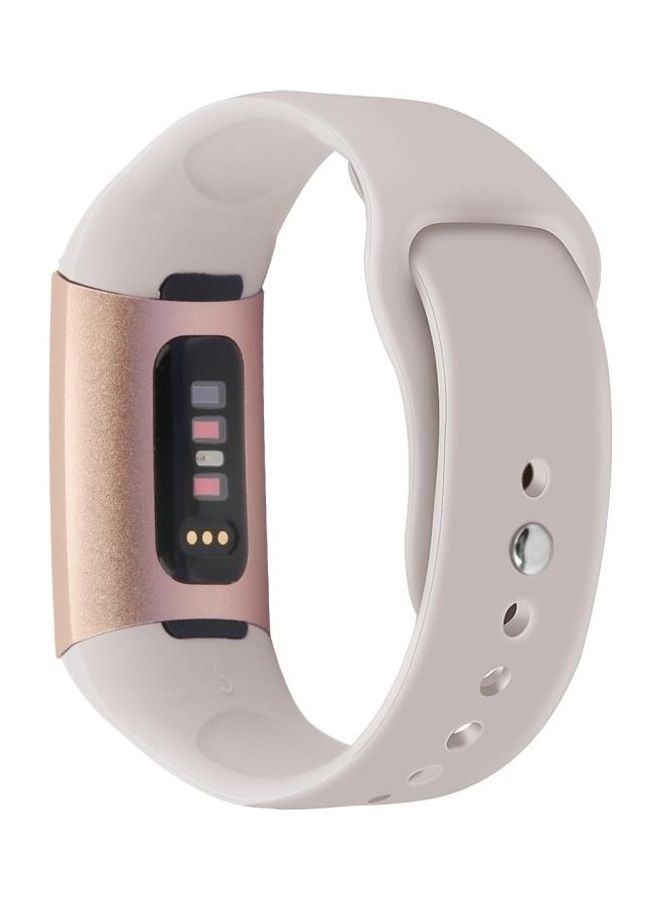 BGM Solid Color Silicone Strap A .For Fitbit Charge 3 18mm Pink - Image 3