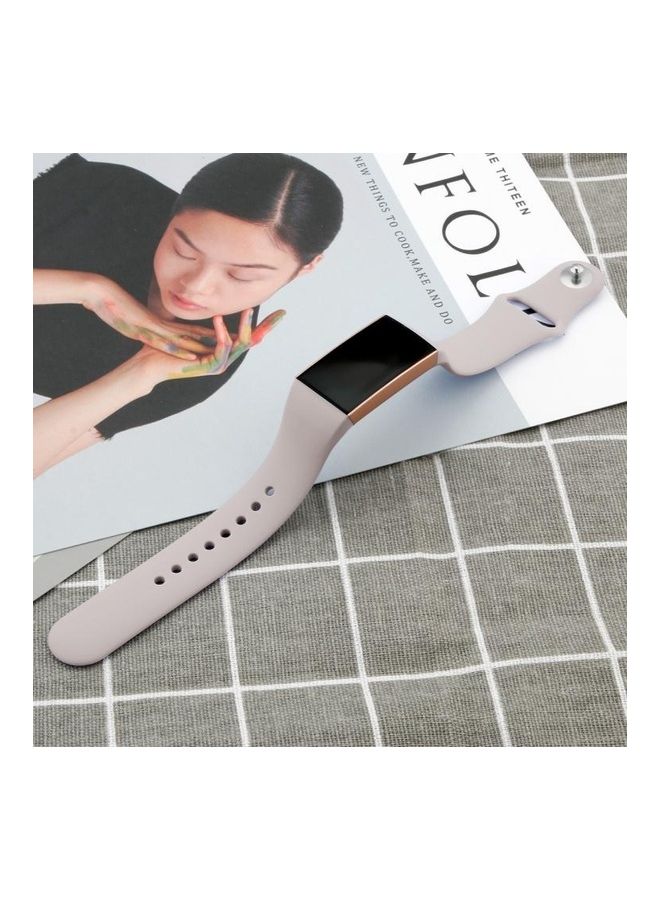 BGM Solid Color Silicone Strap A .For Fitbit Charge 3 18mm Pink - Image 4