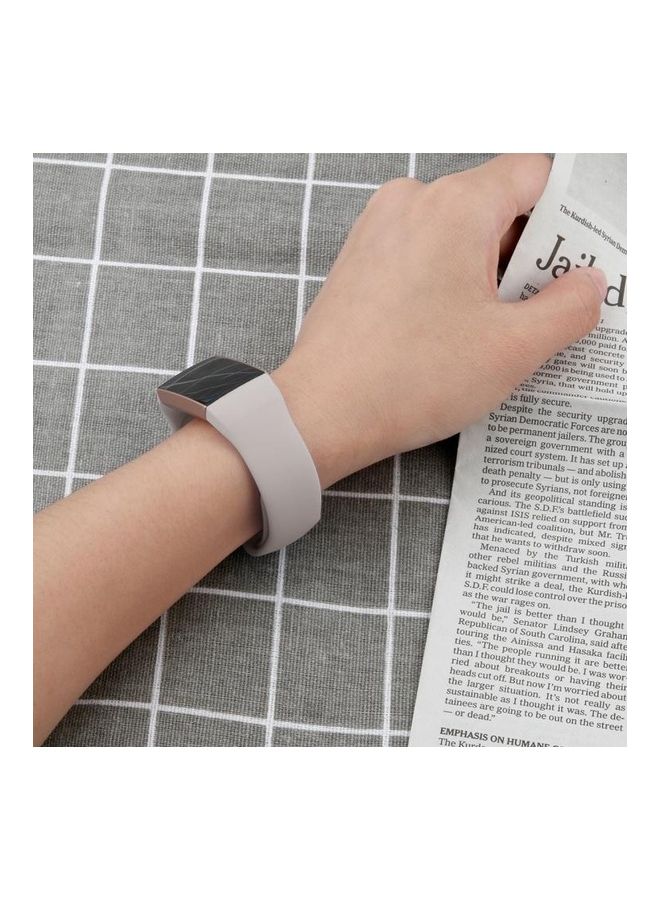 BGM Solid Color Silicone Strap A .For Fitbit Charge 3 18mm Pink - Image 5