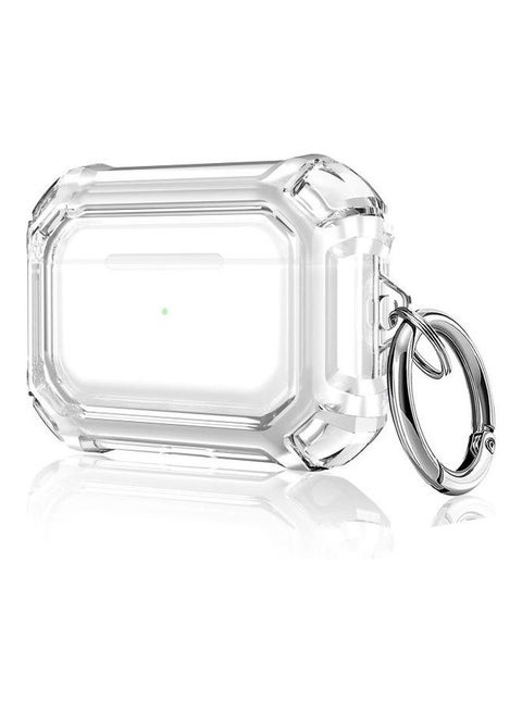 Four Corners Anti-fall Wireless Earphone Dual-colour PC Protective Case with Hook For AirPods Pro Clear