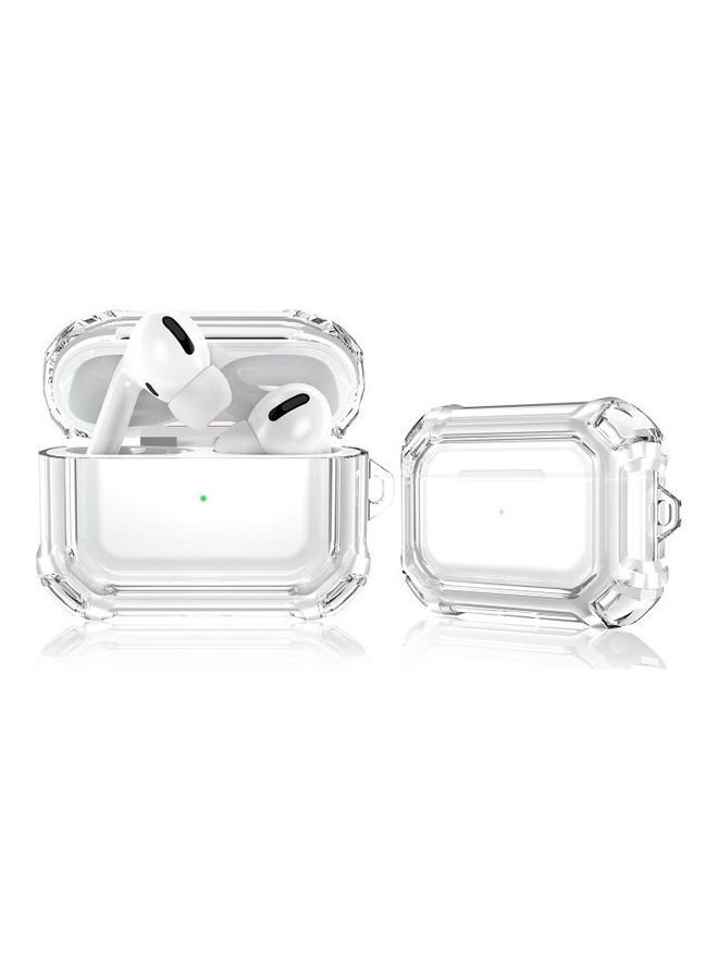 BGM Four Corners Anti-fall Wireless Earphone Dual-colour PC Protective Case with Hook For AirPods Pro Clear  - Image 2