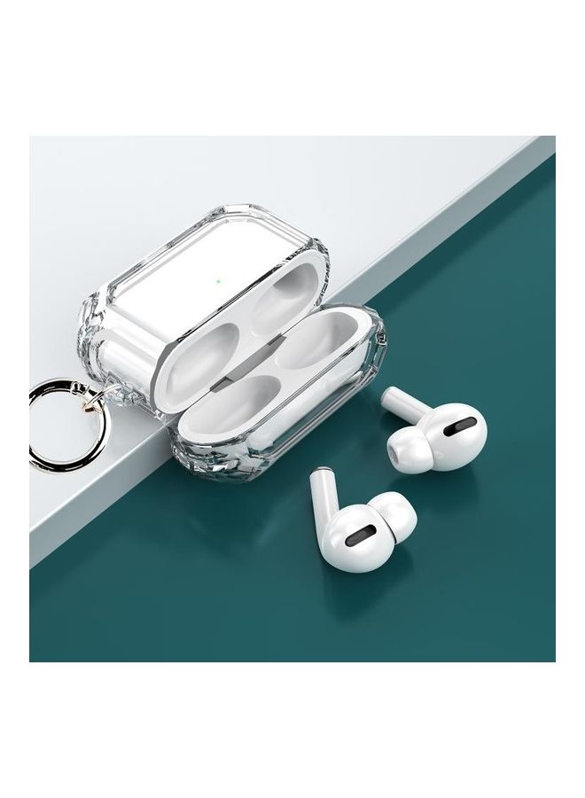 BGM Four Corners Anti-fall Wireless Earphone Dual-colour PC Protective Case with Hook For AirPods Pro Clear  - Image 4