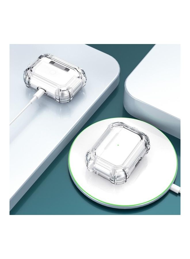 BGM Four Corners Anti-fall Wireless Earphone Dual-colour PC Protective Case with Hook For AirPods Pro Clear  - Image 5
