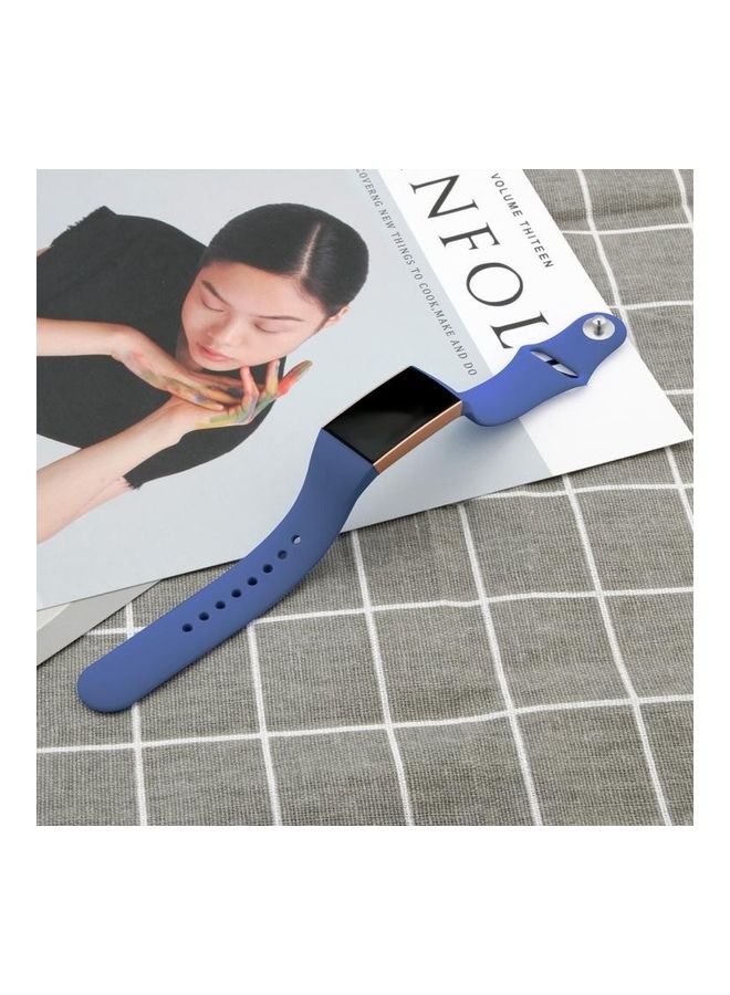 BGM Solid Colour Silicone Strap Band  For Fitbit Charge 3 22mm Smartwatch Blue - Image 5