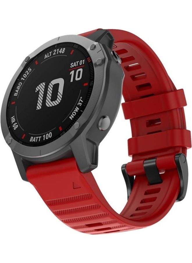 BGM Smart Watch Quick Release Silicon Wrist Strap For Garmin Fenix 6X 26mm Red - Image 2