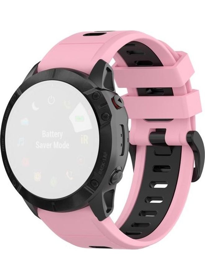 BGM Silicone Two-color Strap For Garmin Fenix 6X Pink/Black - Image 1
