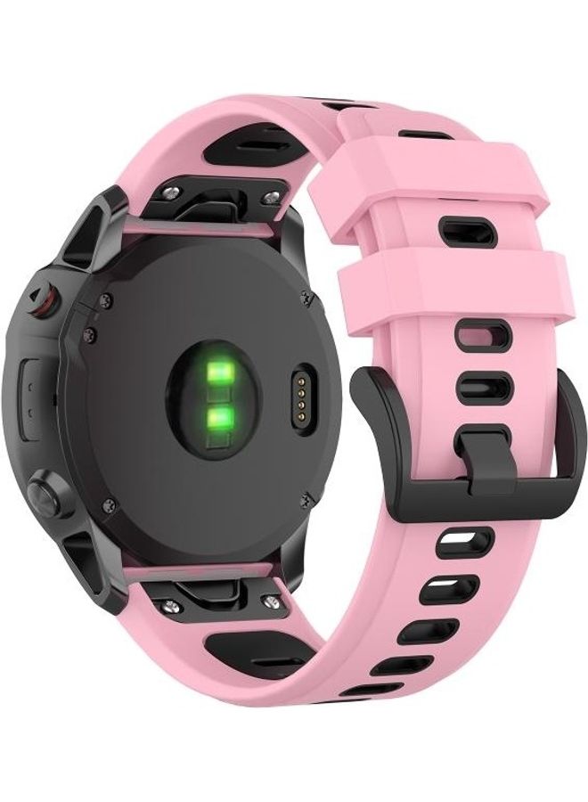 BGM Silicone Two-color Strap For Garmin Fenix 6X Pink/Black - Image 2