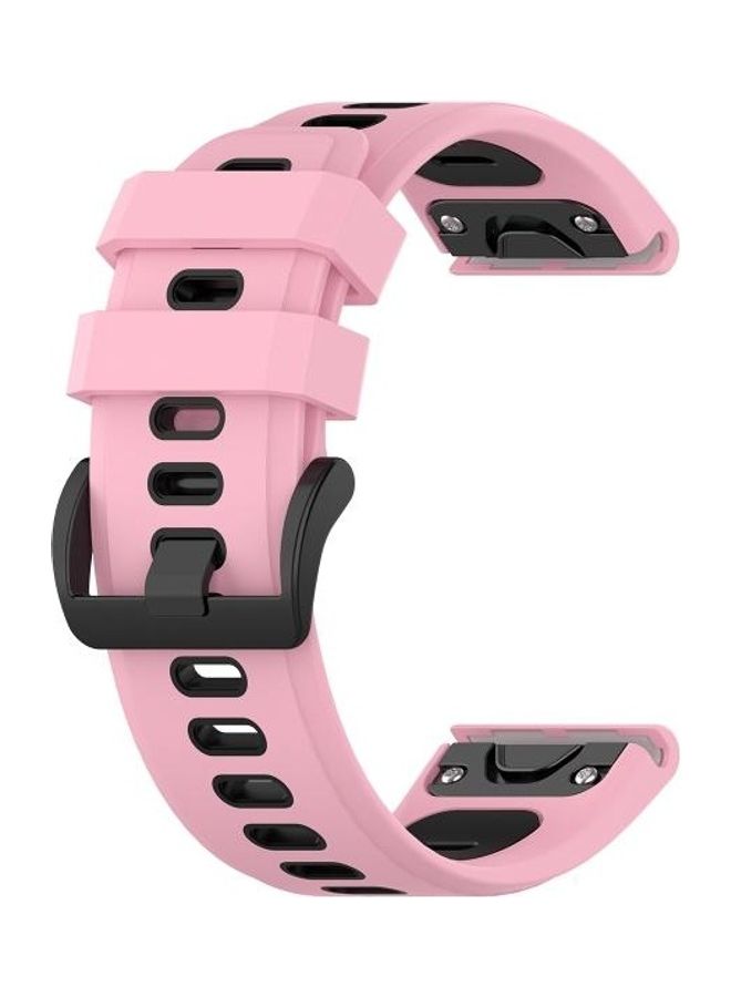 BGM Silicone Two-color Strap For Garmin Fenix 6X Pink/Black - Image 3