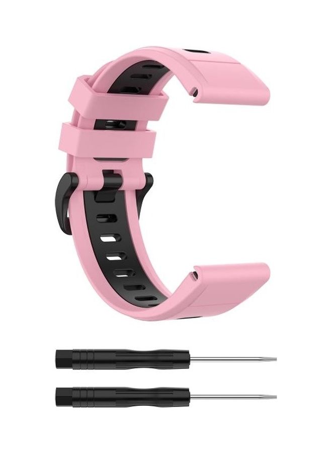BGM Silicone Two-color Strap For Garmin Fenix 6X Pink/Black - Image 5
