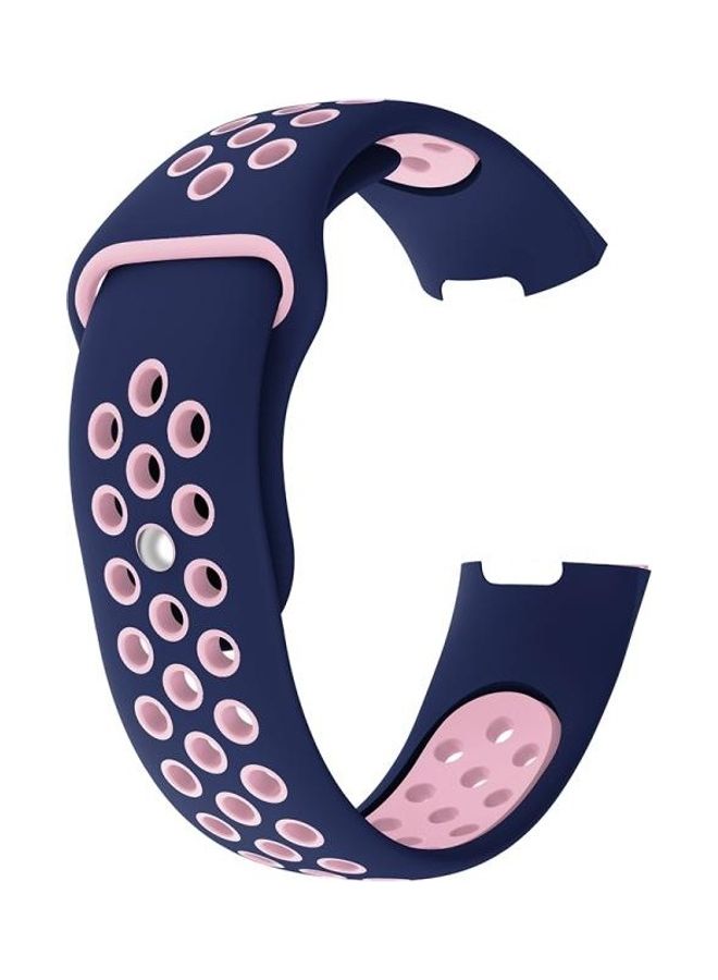 BGM Two-color Silicone Wrist Strap Watch Band For Fitbit Charge 3 Pink/Blue - Image 2