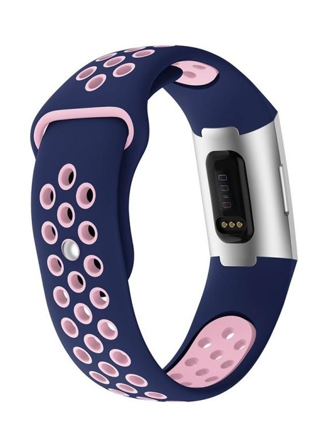 BGM Two-color Silicone Wrist Strap Watch Band For Fitbit Charge 3 Pink/Blue - Image 4