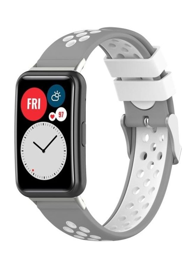 بي جي إم سوار بديل من السّيليكون لساعة هواوي ووتش فيت بتصميم مشبك مقاس 18 مم رمادي - Image 4