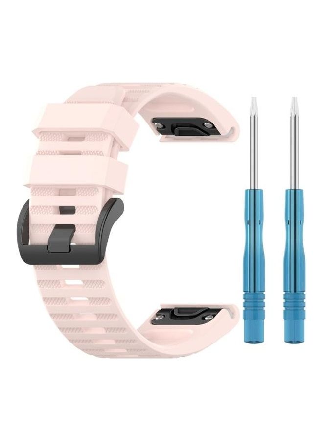 بي جي إم سوار معصم سريع الفك من السيليكون لساعة جارمين فينيكس 6 الذكية مقاس 22 مم وردي فاتح - Image 1